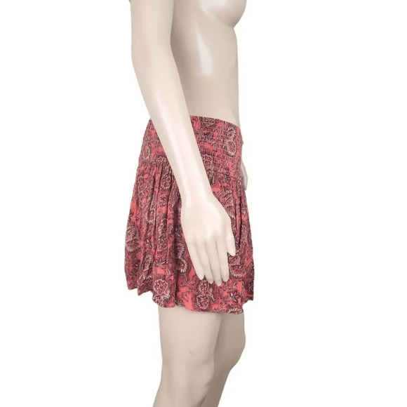 Hollister Orange Tapestry Elastic Waistband Pleated Mini Skirt - Picture 5 of 6